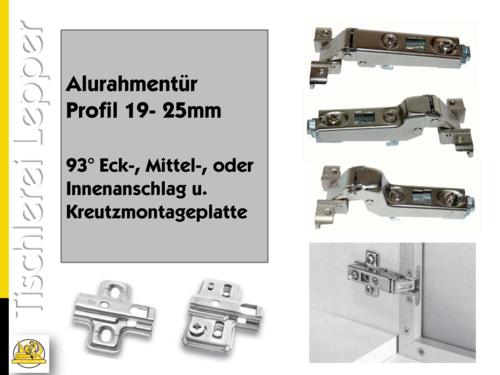 Tischlerei Lepper Onlineshop : Alurahmentuer Scharnier / Aluprofil  19mm-25mm / Meplascharnier
