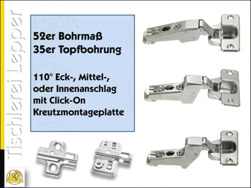 Mepla Austausch-Scharniere / 52er Bohrma / 35er Topfbohrung / 110 Grad